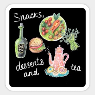 food on a black background, like drawn with chalk Sticker